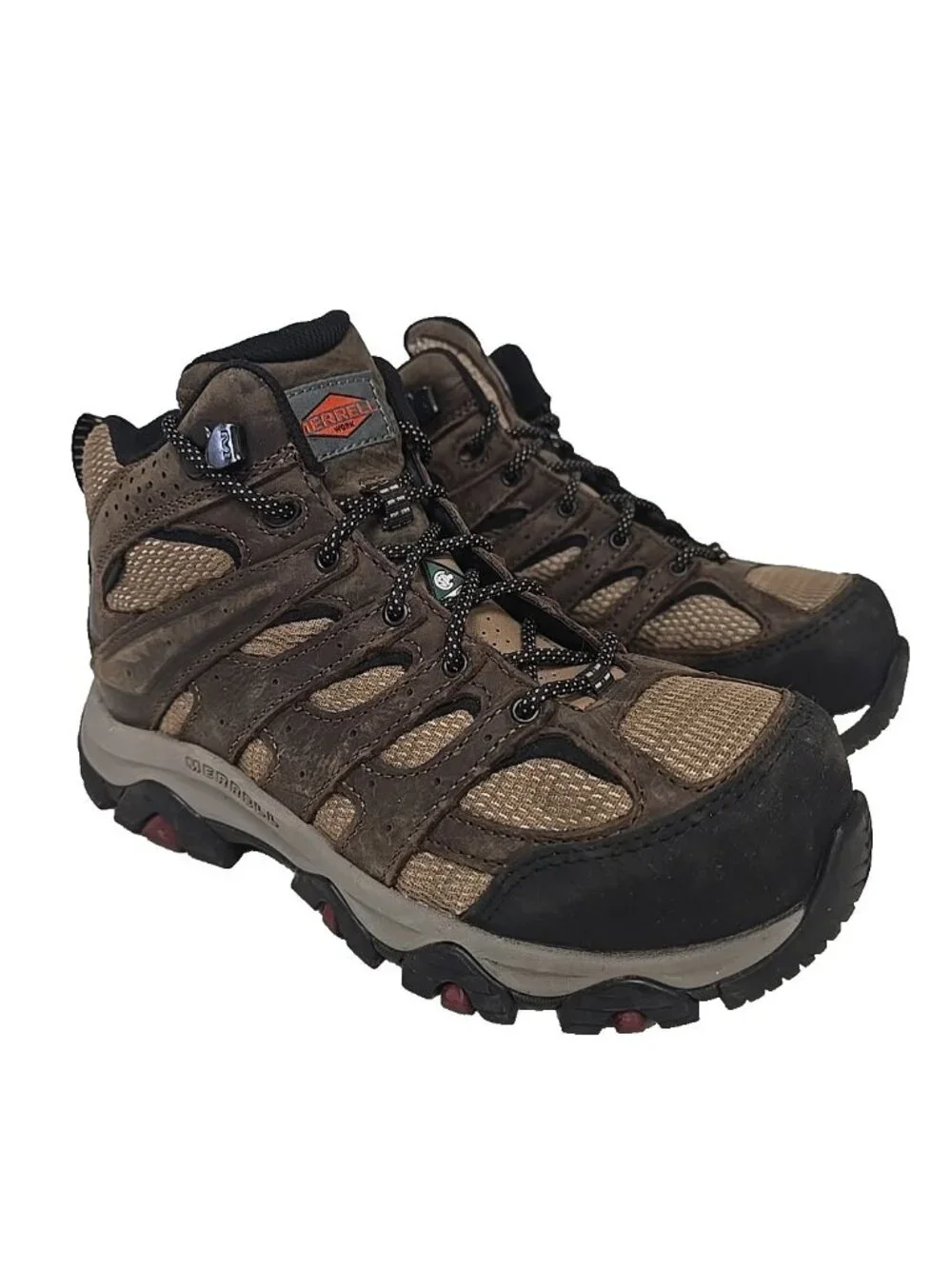 Merrell Women's Moab Vertex 2 Composite Toe Waterproof Hiker Work Boot Brown 8M - Picture 1 of 7